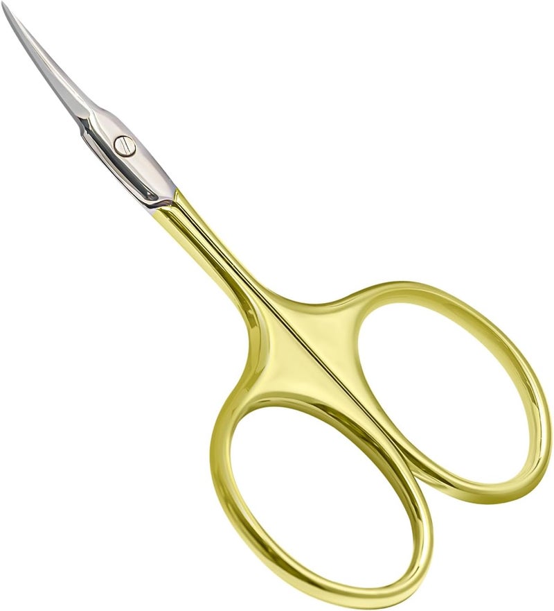 CGBE Manicure Scissors, Extra Fine Eyebrow Scissors for Grooming, Curved Blade Nail Scissors Precise Pointed Tip Grooming Kit for Eyebrow, Eyelash, Trim Nail and Dry Skin, Gold - Image 1